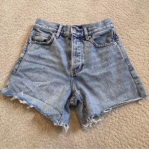 Veronica Beard Jeans Ellis Short Mid Rise Blue Demin 24 Button Fly Morning Sky